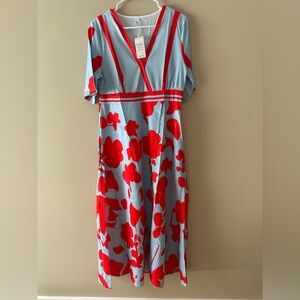 Women’s dress long shorts sleeve pocket v-neck size M